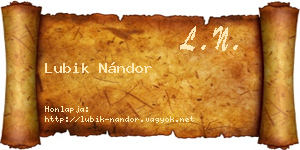 Lubik Nándor névjegykártya